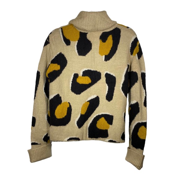Anthropologie Moth Georgia Leopard Animal Turtleneck Sweater Tan Black Sz Small - Picture 5 of 8
